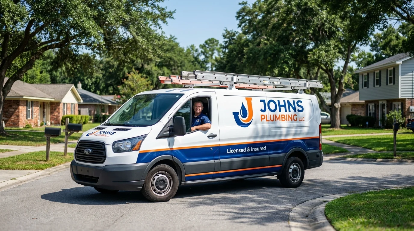 Johns Plumbing LLC service van in Merryville, LA