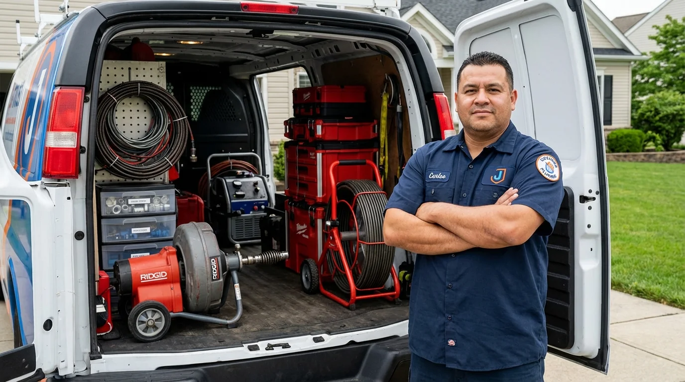 Professional drain cleaning equipment and Johns Plumbing LLC plumber in Merryville