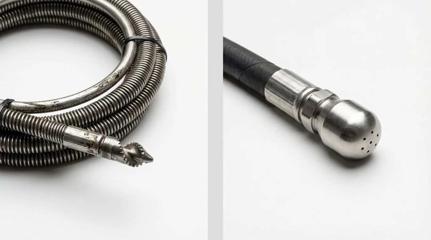 Drain snake cable and hydro jetting nozzle used for drain cleaning in Merryville, LA