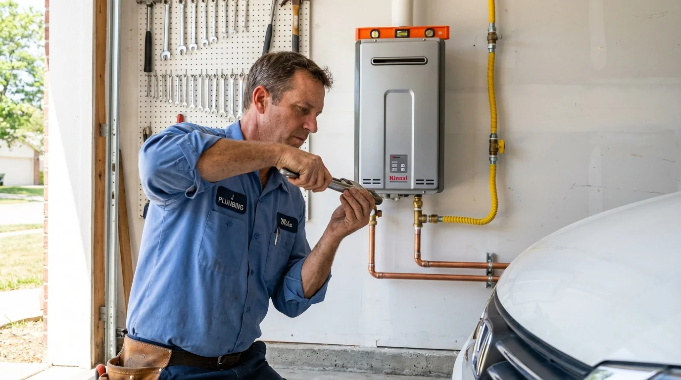 Tankless water heater installation by a Johns Plumbing LLC plumber in Merryville